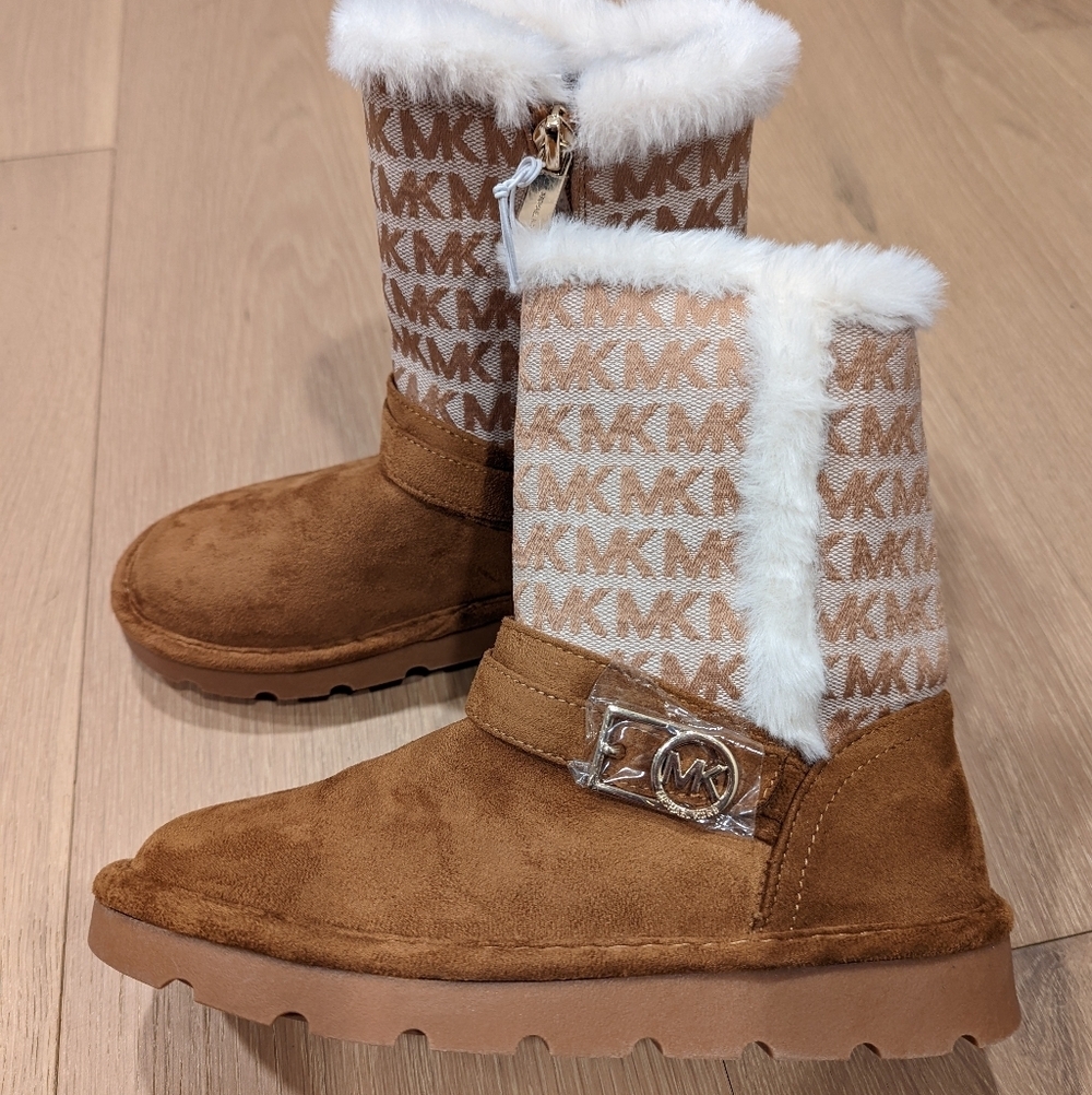Michael Kors Brown and White Fur Boots